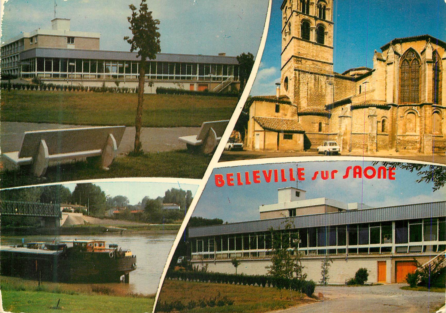 CPM Belleville sur Saone (Rhone) La Maison de Retraite les bords de la Saone et l'Eglise