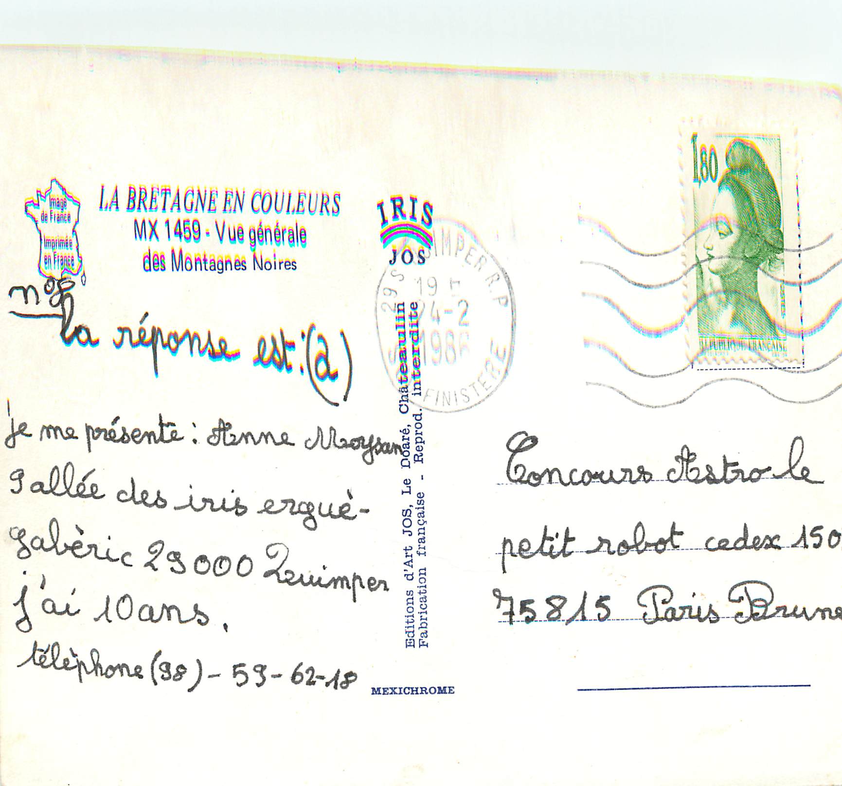 CPM La Bretagne en Couleurs Vue generale des Montagnes Noires — Rückseite