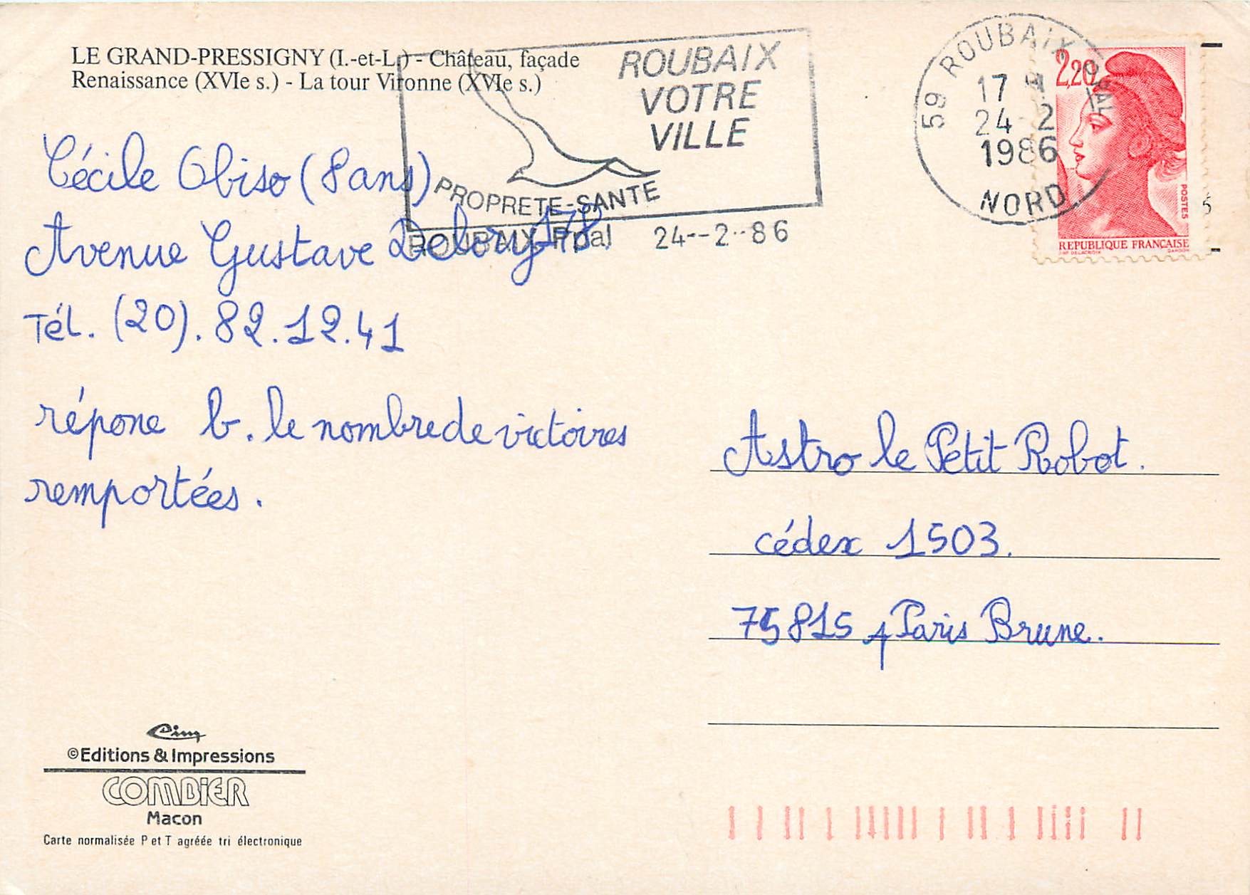CPM Le Grand Pressing (I et L) Chateau facade Renaissance — Rückseite