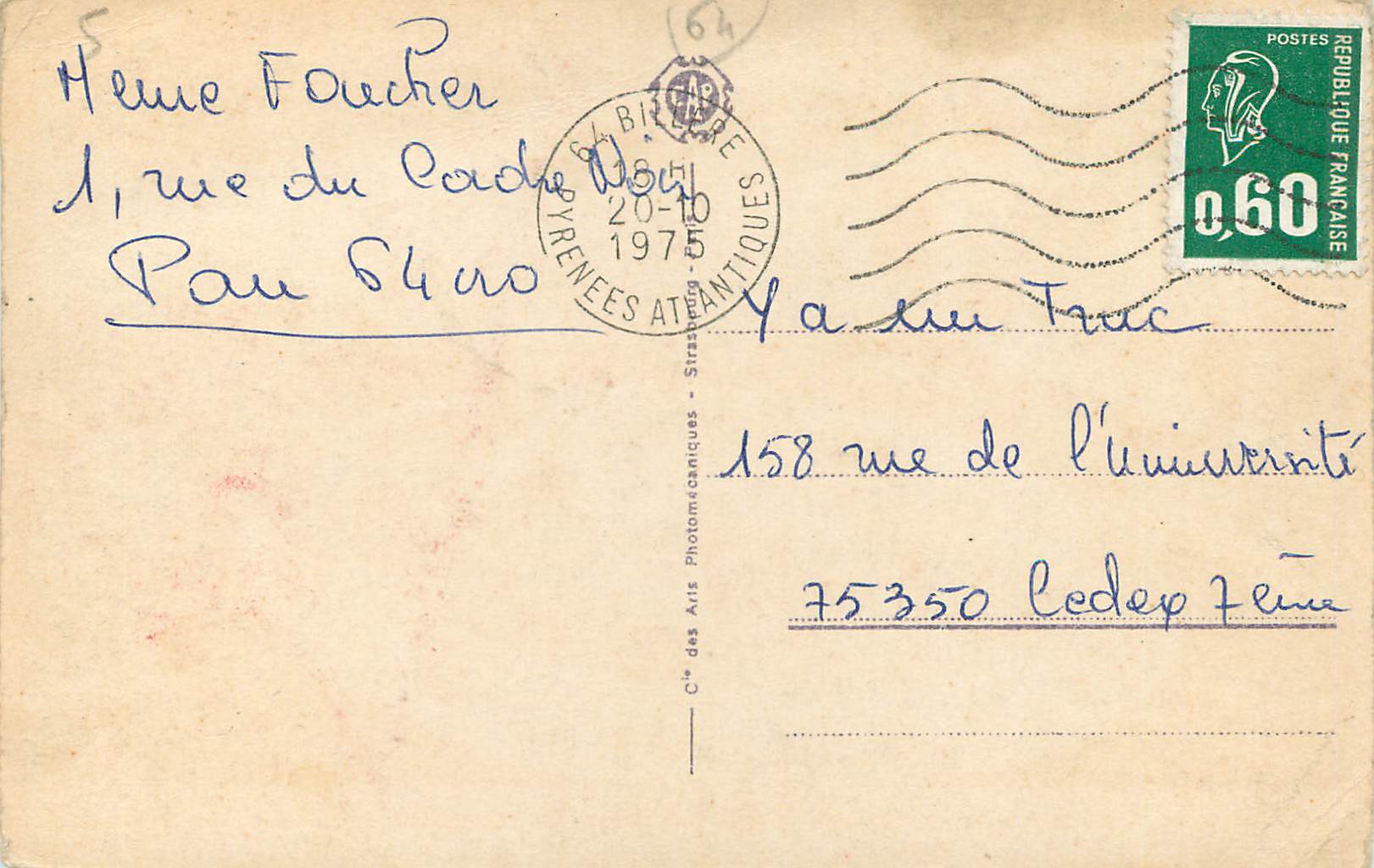 CPA Pau Vue generale de la Place Georges Clemenceau — Rückseite