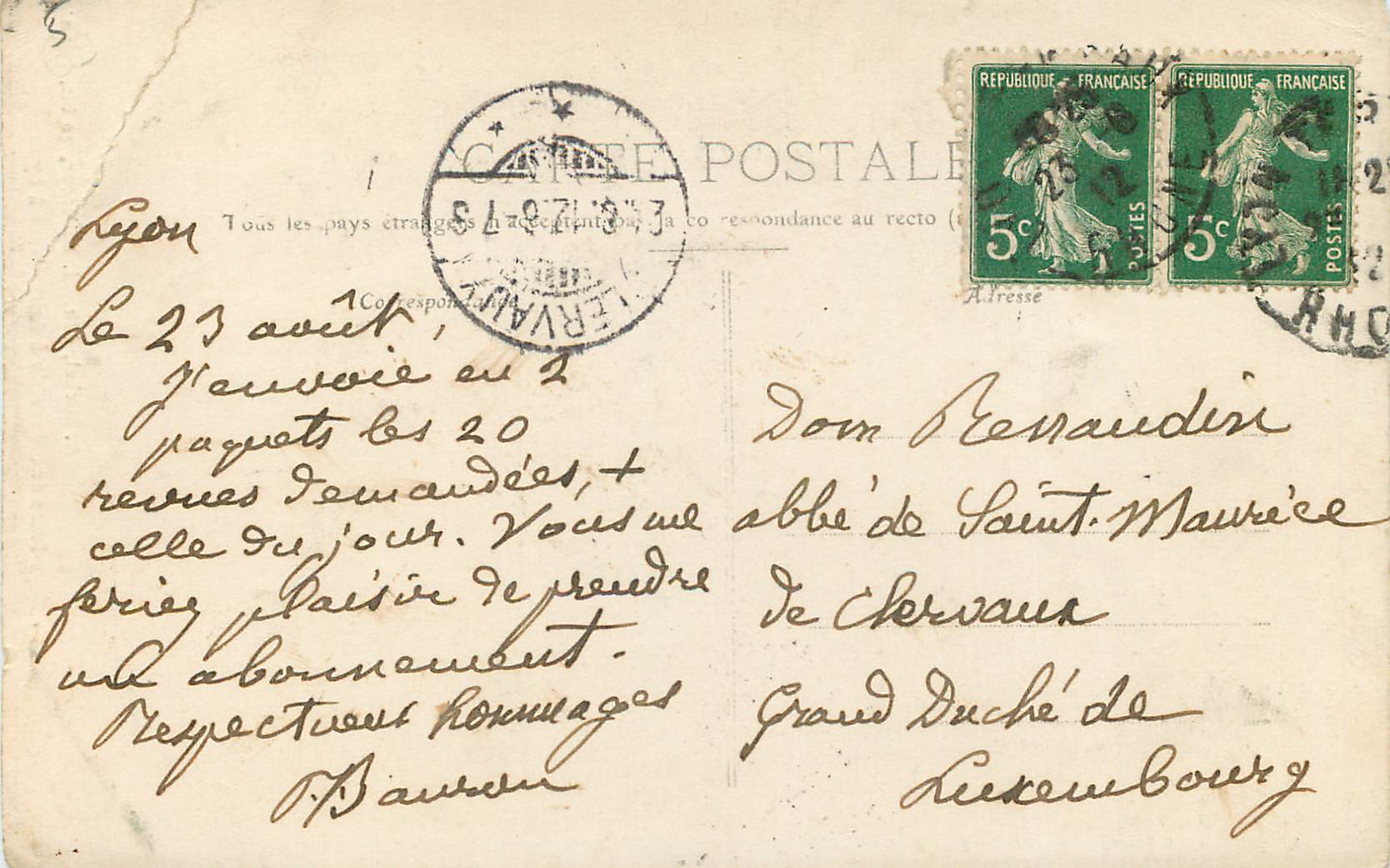 CPA Notre Dame de Pellevoisin a Saint Eucher a Lyon — Rückseite