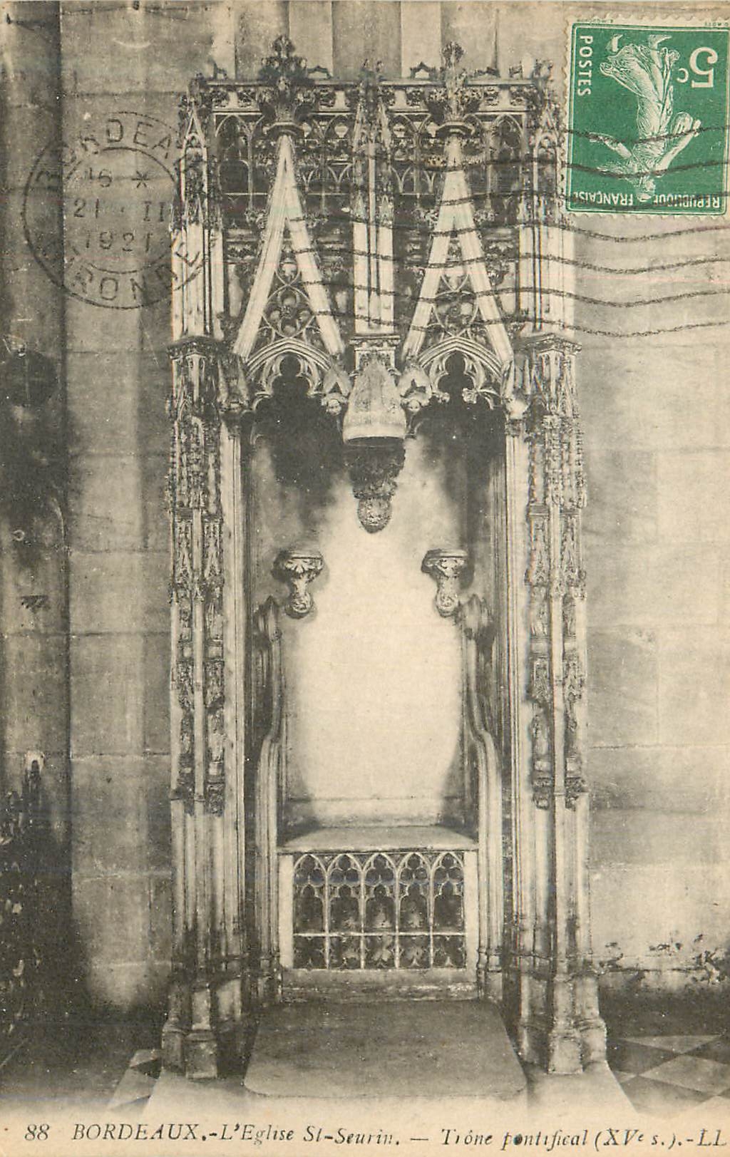 CPA Bordeaux L'Eglise St Seurin Trone pontifical