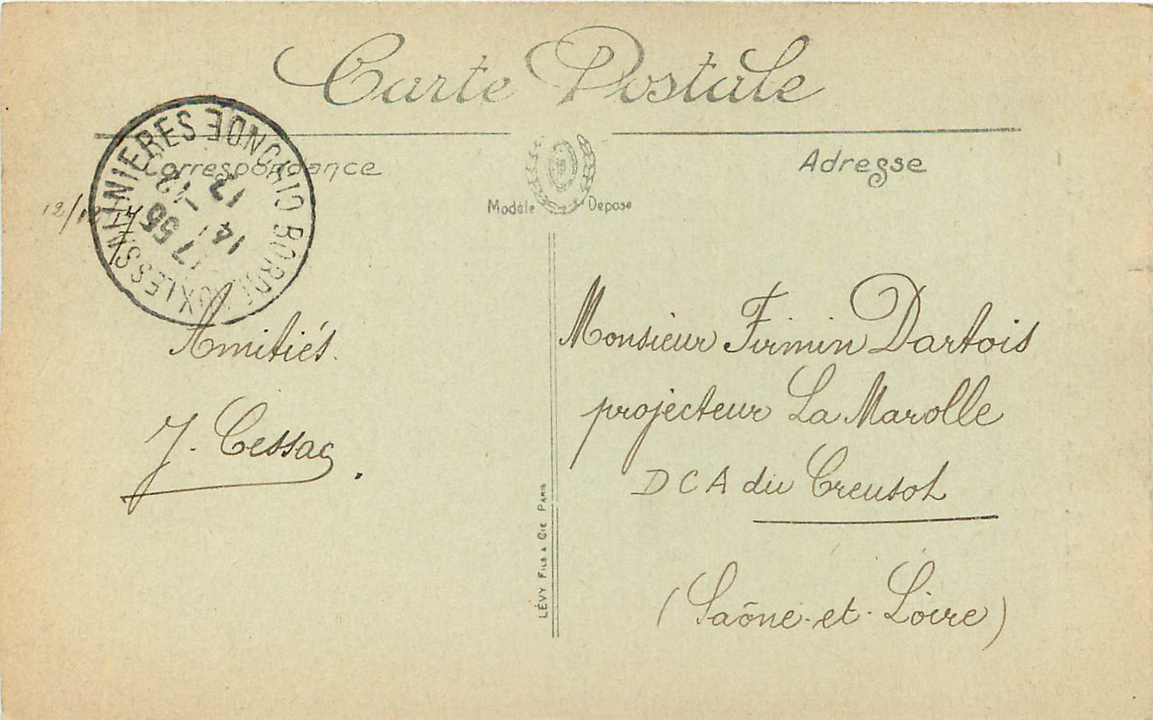 CPA Bordeaux La Porte du Palais — Verso