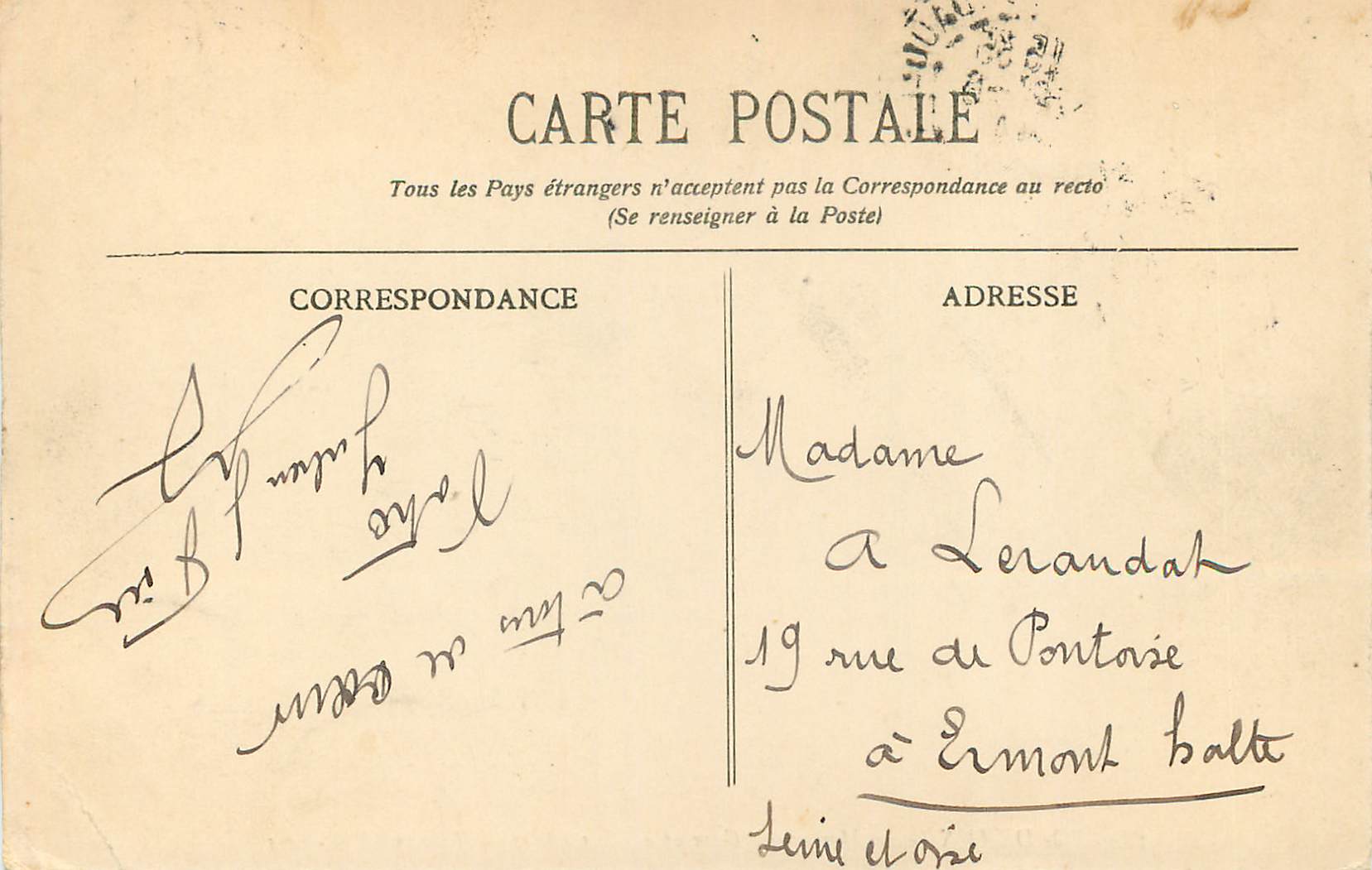 CPA Bordeaux Le Monument Gambella — Verso