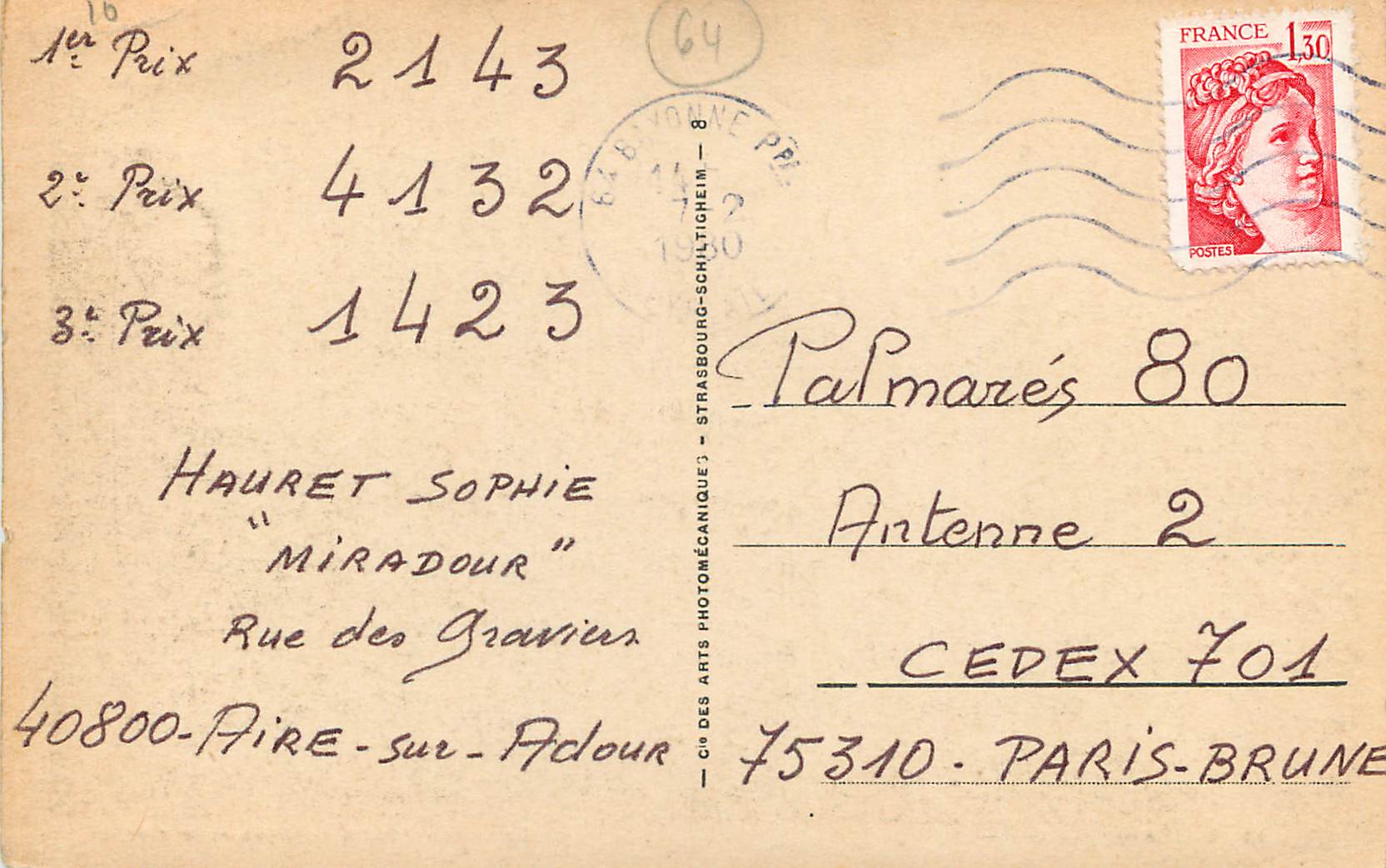 St-Jean-Pied-de-Port — La Nive - Pont d'Espagne et le clocher — éditeur CPA 83 — Rückseite
