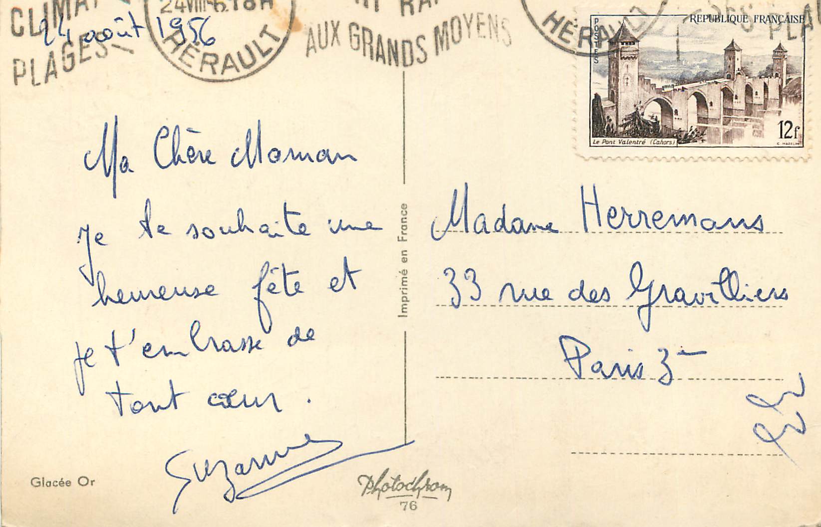 CPA Bonne fete — Verso
