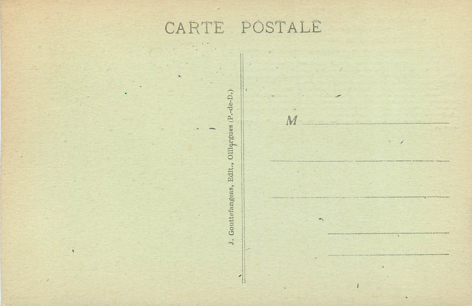 CPA L'Auvergne La Dent du Marais ou Saut de la Pucelle — Rückseite