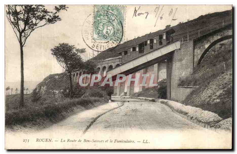 CPA Rouen La route de Bonsecours et le funiculaire