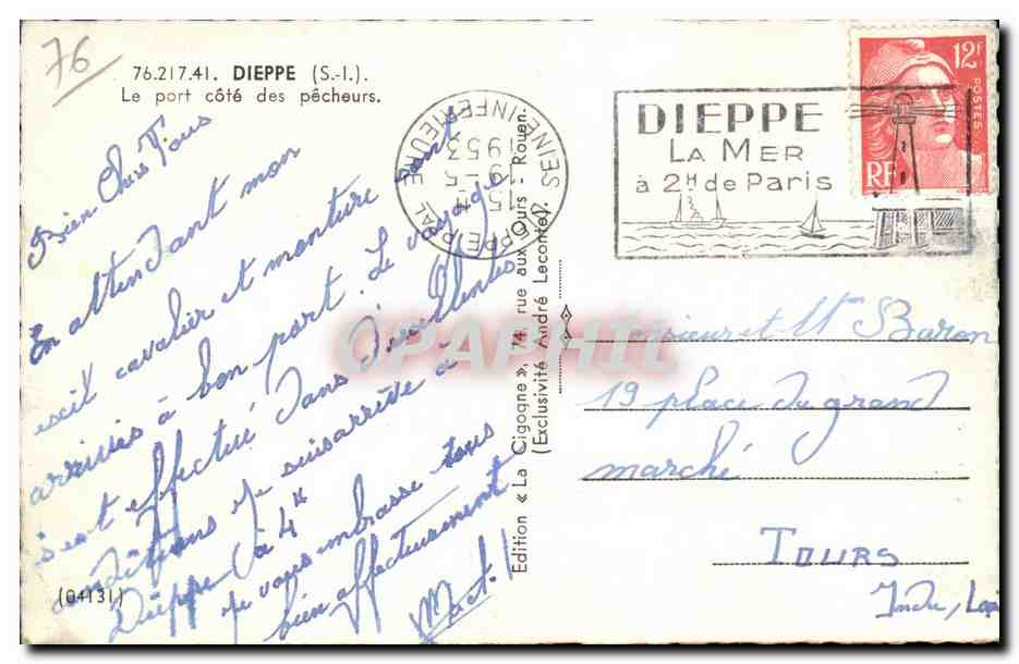 CPA Dieppe Le port cote des pecheurs — Verso