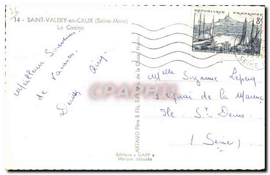 CPA Saint Valery en Caux le casino — Rückseite