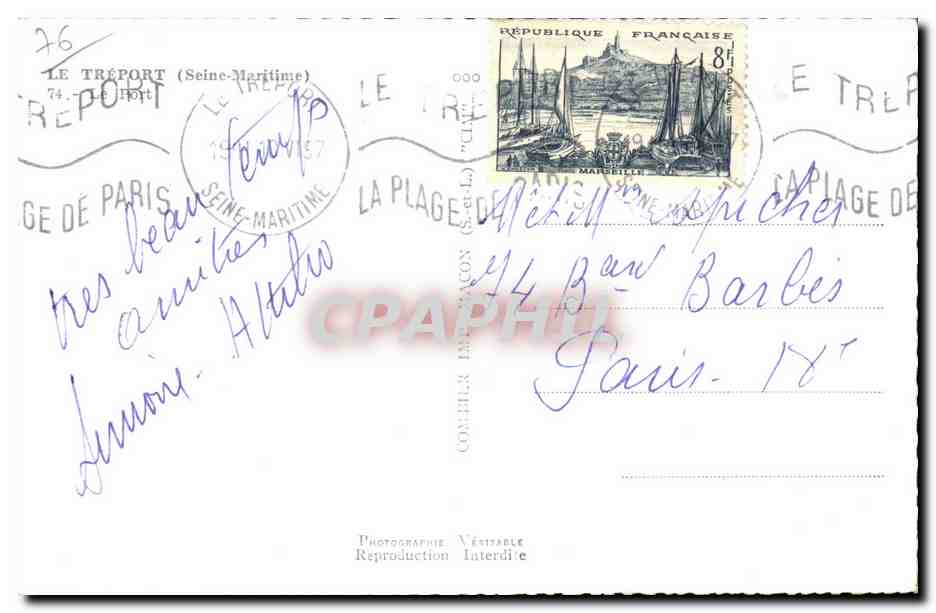 CPSM Le Treport Le port — Rückseite