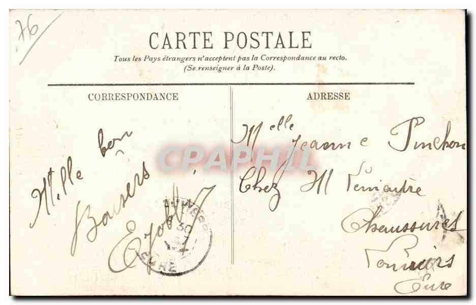 CPA Rouen La croix de pierre tramway animee — Rückseite