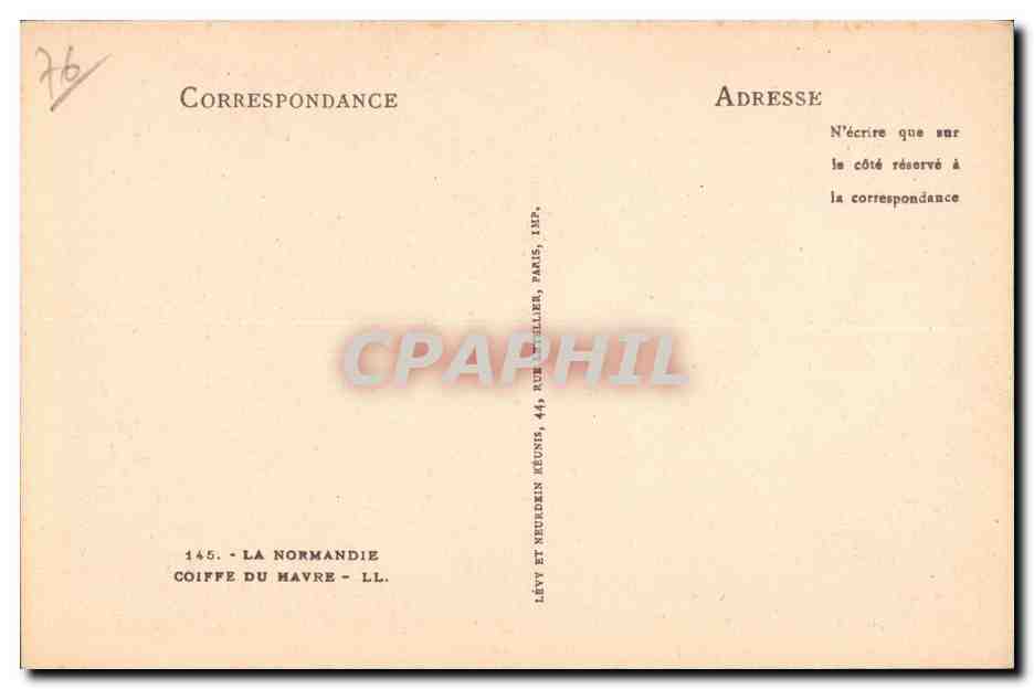 CPA La Normandie Coiffe du Havre Femme ( folklore ) — Verso