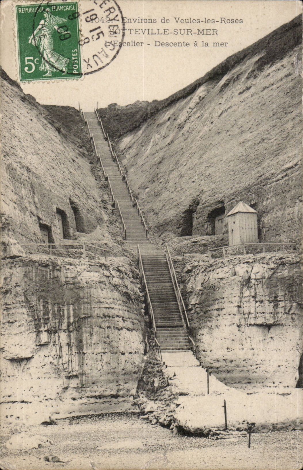 CPA Sotteville sur mer L'escalier Descente a la mer