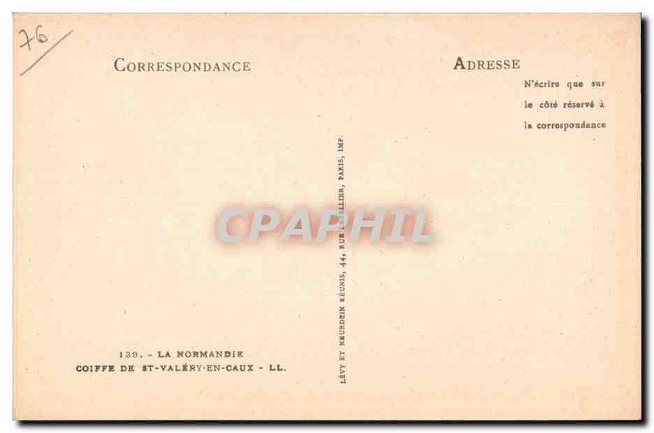 CPA La normandie Coiffe de st Valery en Caux ( folklore costume ) — Rückseite