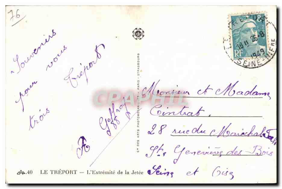 CPA Le Treport L'extremite de la jetee Ligthhouse — Rückseite