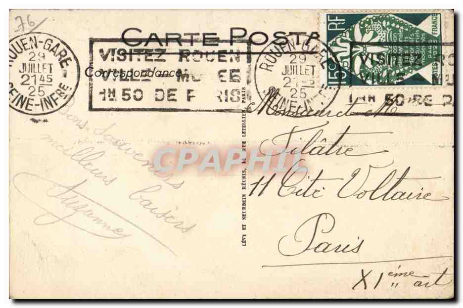 CPA Une pensee de Rouen — Rückseite