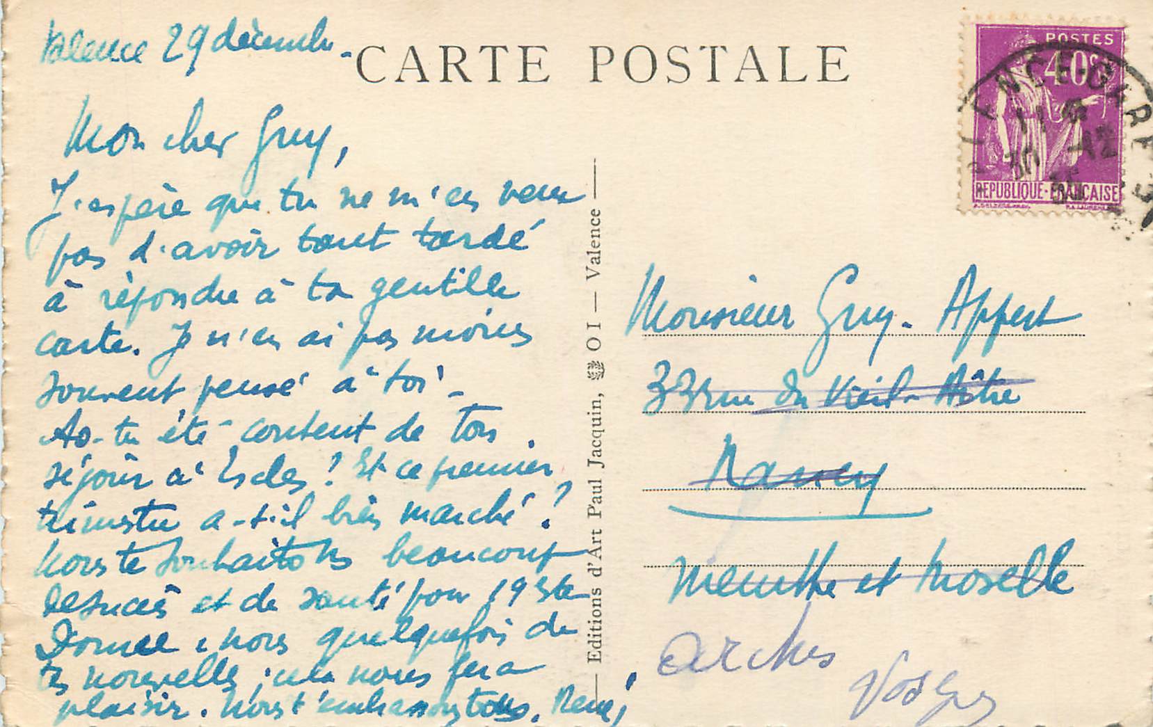 CPA Valence sur rhone le pendentif eleve en 1548 — Rückseite