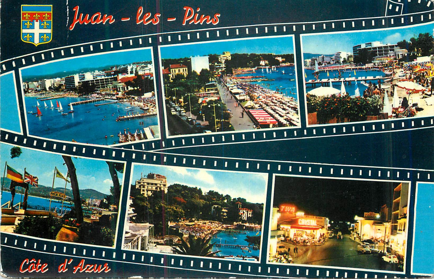 CPM La cote d'azur Juan les pins vue generale rond point debarcadere et la plage