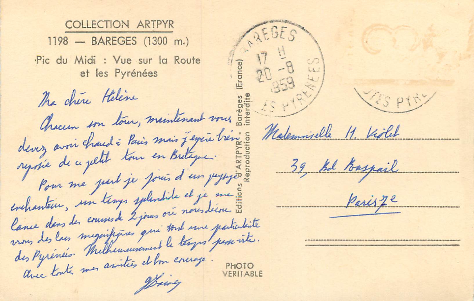 Pic du Midi — Vue sur la Route et les Pyrénées — Éditions ARTPYR — Rückseite