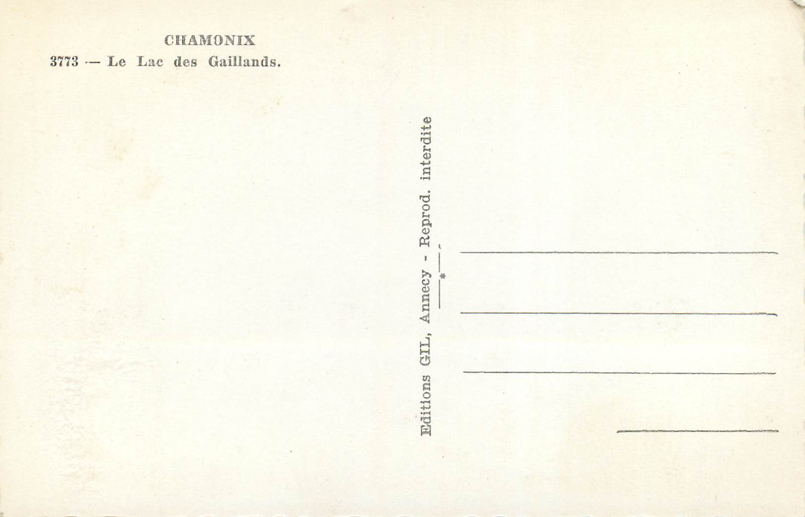 Chamonix — Le Lac des Gaillands — Éditions GIL, Annecy — Reverso