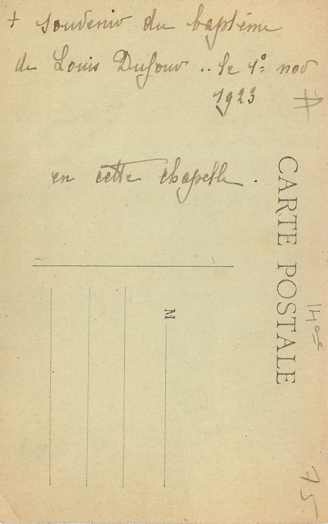 CPA Paris (XIVe) rue des plantes chapelle principale de N D de bon secours — Rückseite
