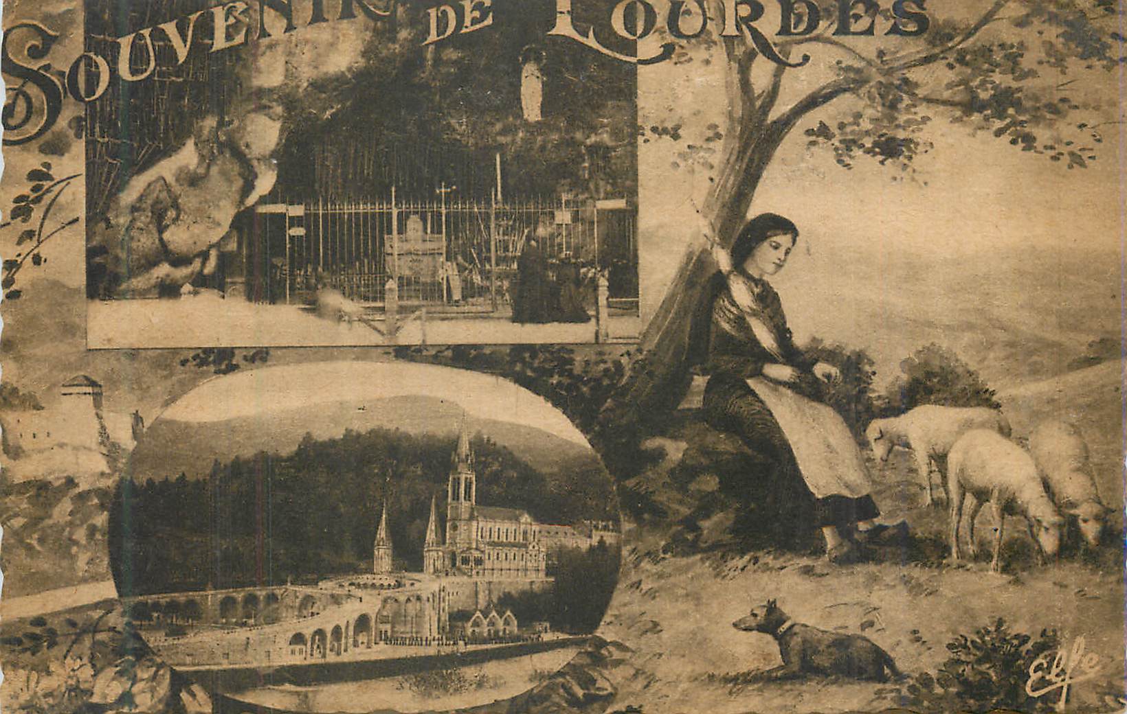 CPA Lourdes sainte bernadette gardant les moutons a bartres