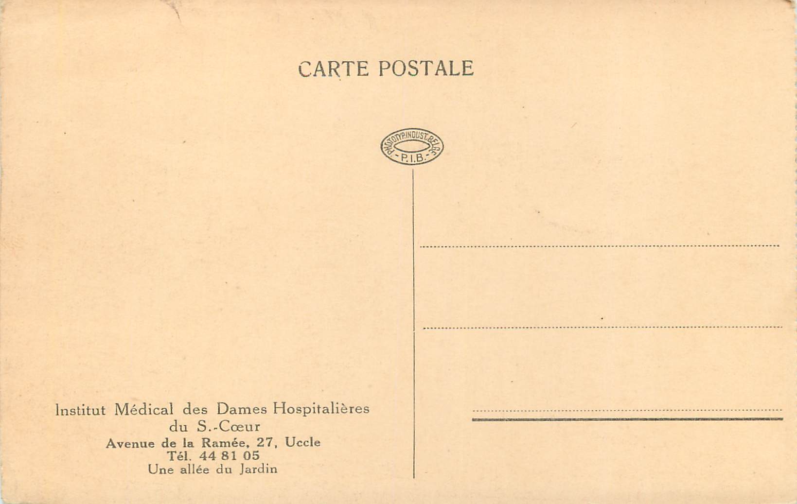 CPA Institut medical des dames hospitalieres du S Coeur avenue de la ramene — Rückseite