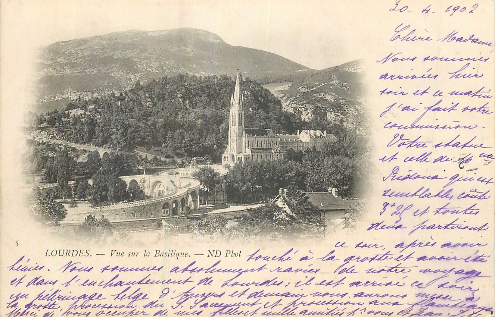CPA Lourdes vue sur la basilique (carte 1900)