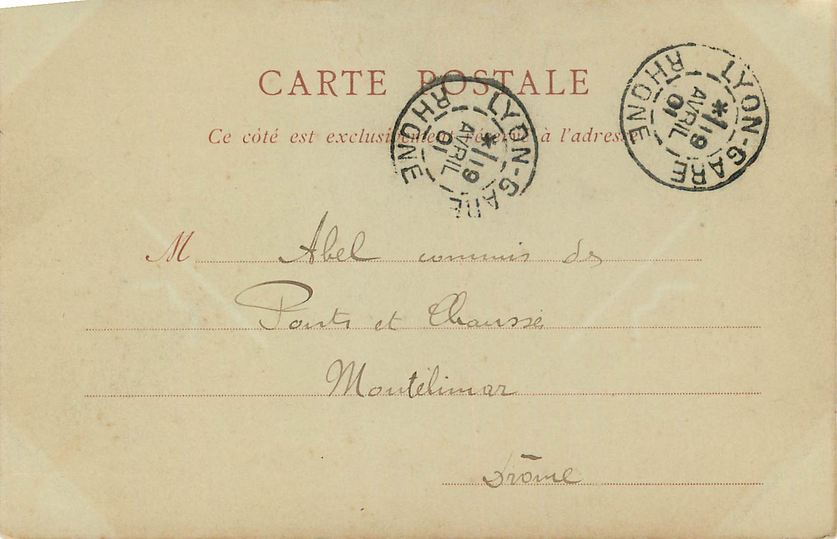 CPA Lyon la prefecture (carte 1900) — Rückseite