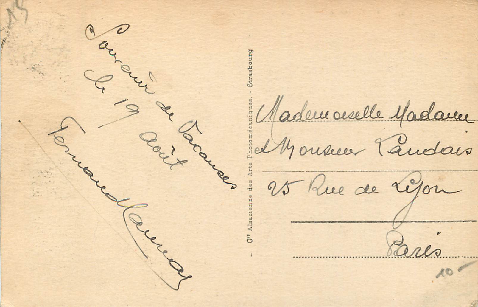Cabourg - Le Casino et le Grand Hôtel — éditeur G. Alsacienne des Arts Photomécaniques, n°21 — Verso