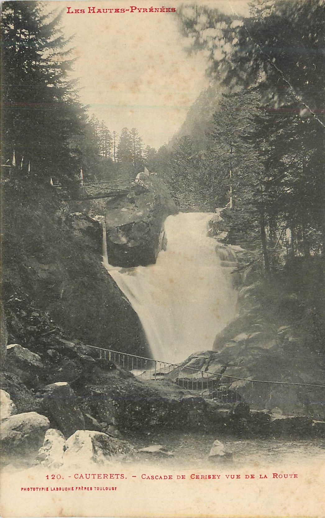 Cauterets — Cascade de Cerisey vue de la route — Phototypie Labouche Frères Toulouse