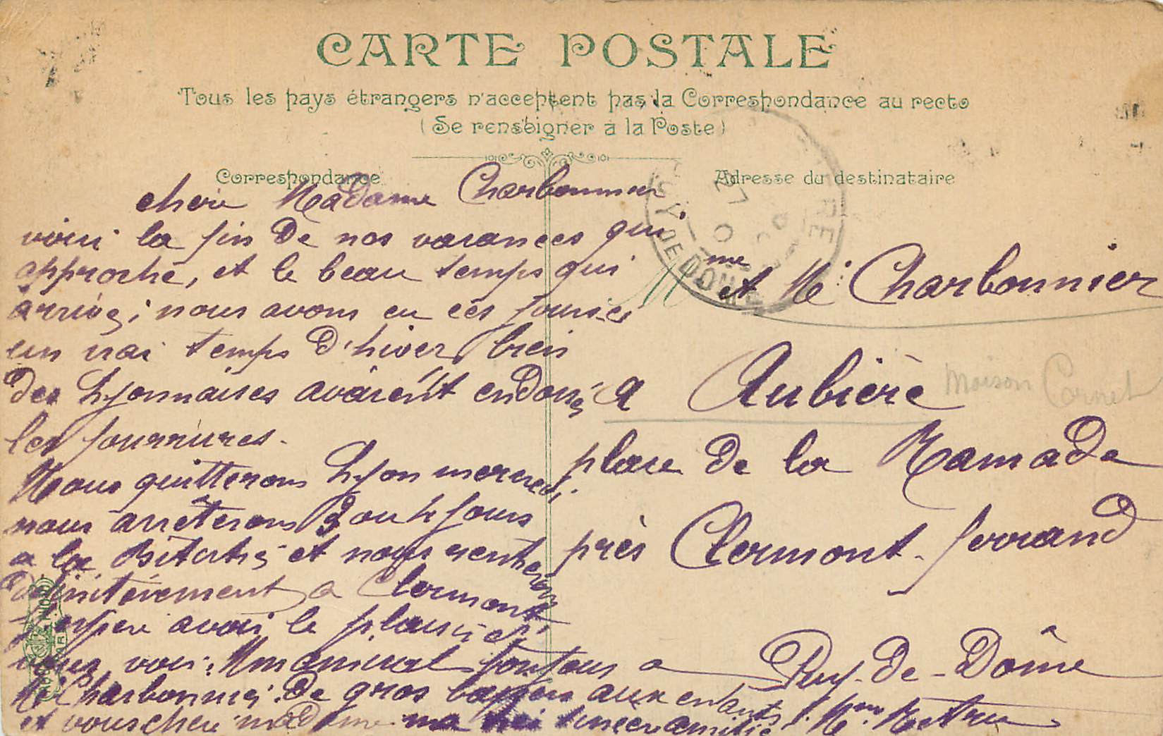 CPA Lyon la fontaine bartholdi — Rückseite