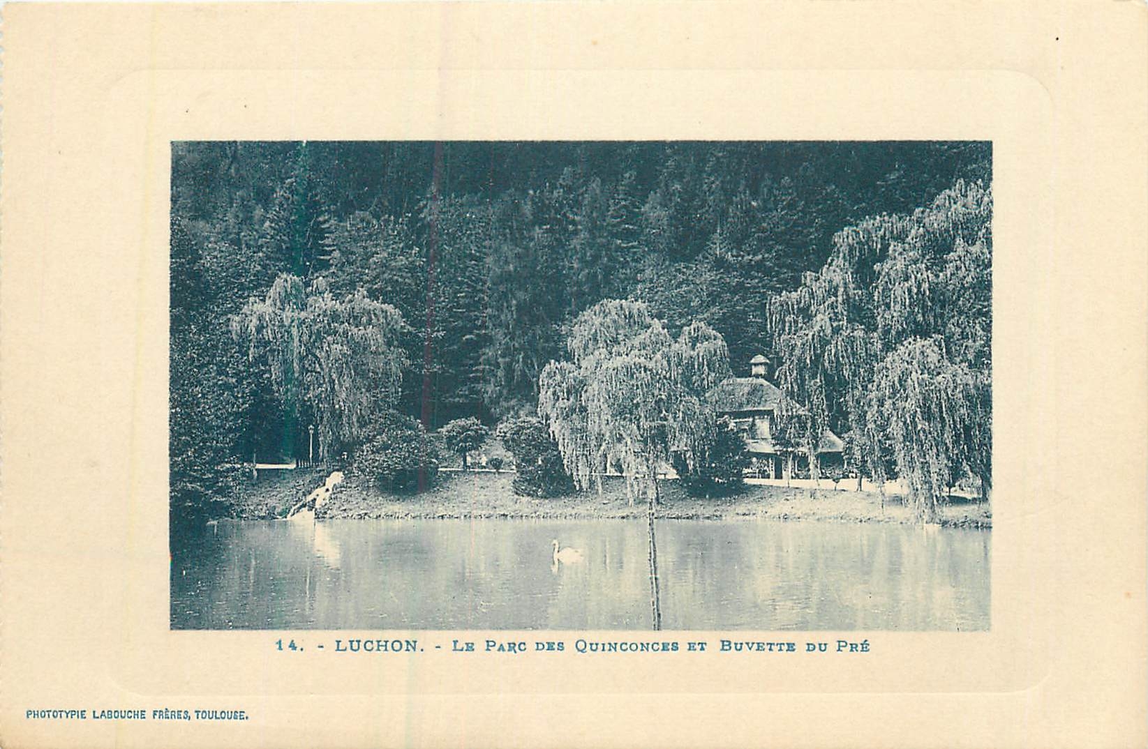 CPA Luchon le parc des quiconces et buvette du pre