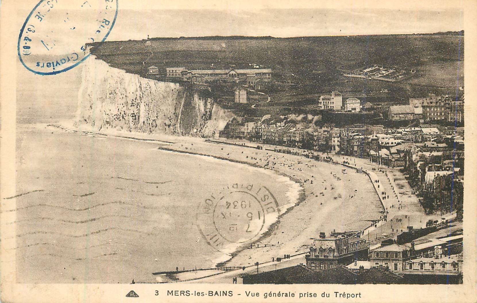 CPA Mers les bains vue generale prise du treport