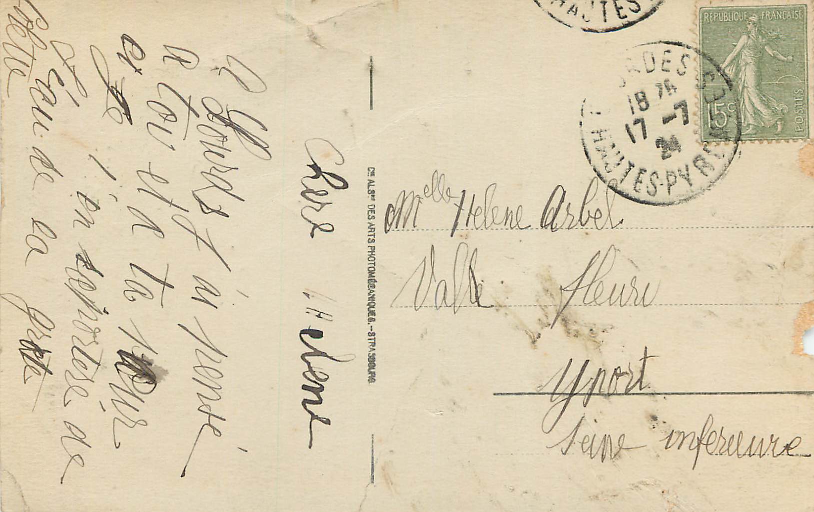 CPA Lourdes le Funiculaire — Verso