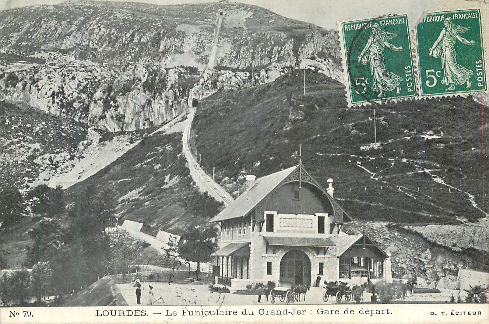 CPA Lourdes le funiculaire du grand Jer gare de depart