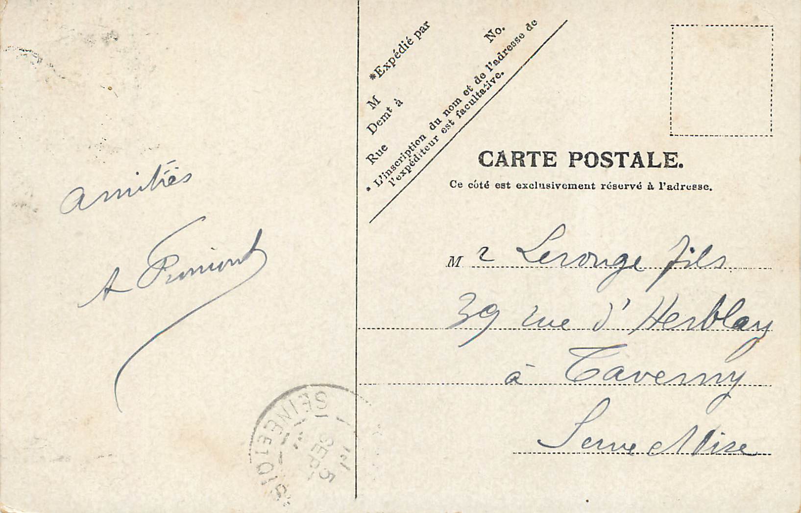 CPA Lourdes le grand Jer vu de la route — Verso
