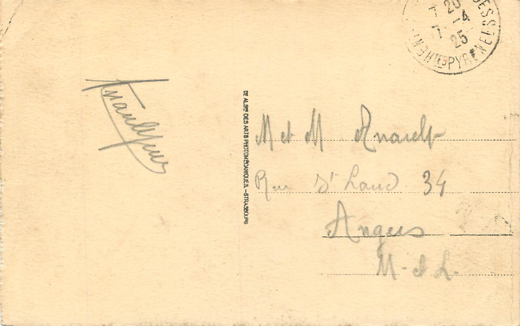 CPA Lourdes la basilique et la gave — Verso