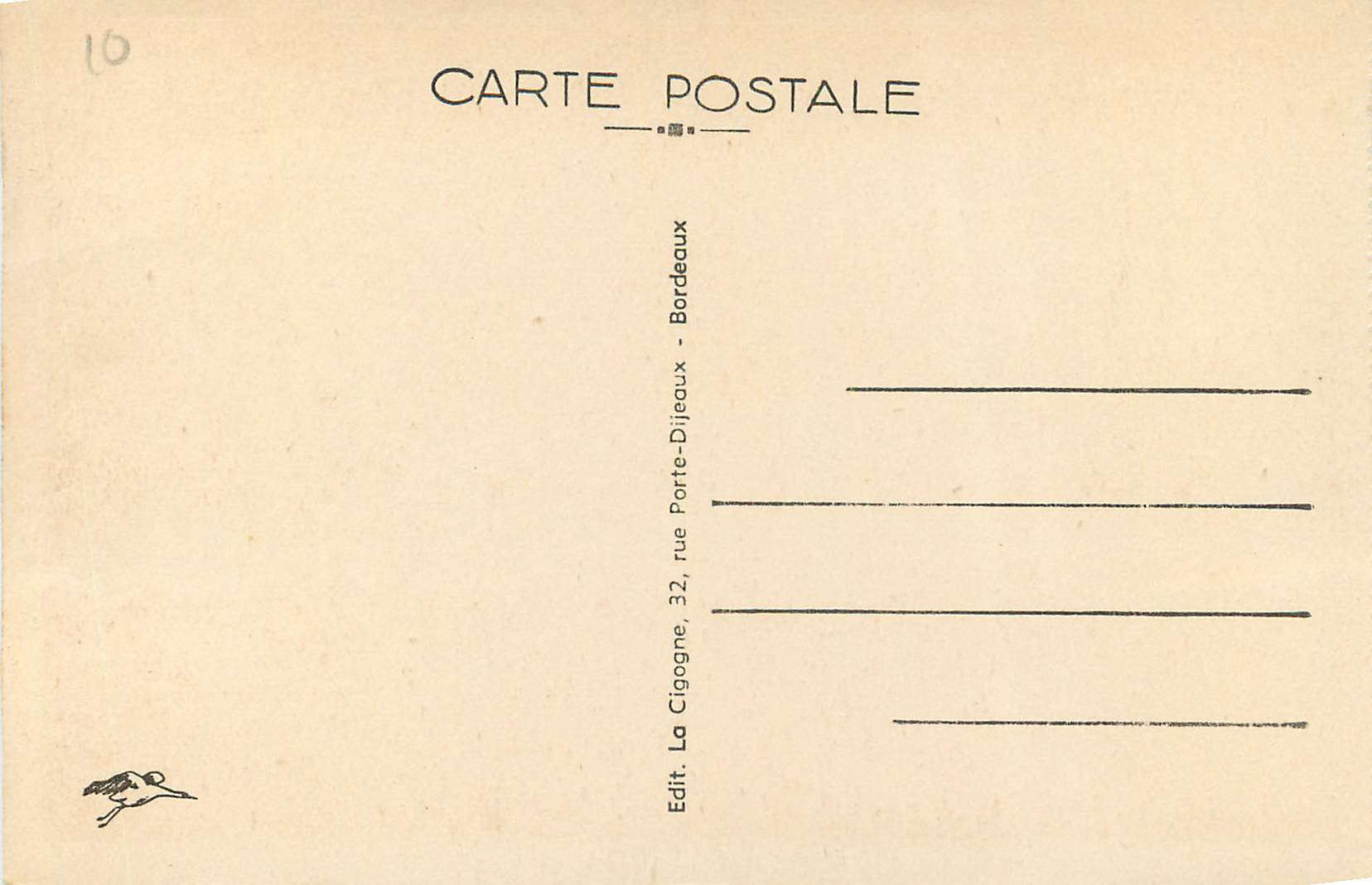 CPA Bordeaux l'hotel de ville — Verso