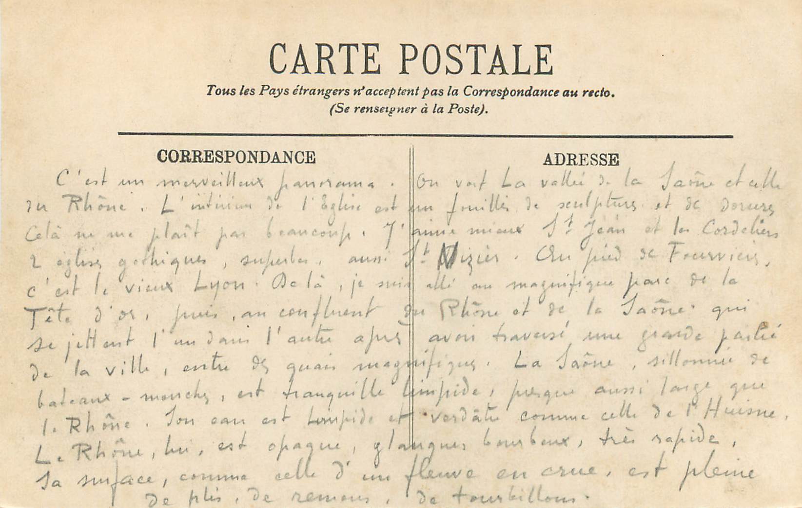 CPA Lyon la prefecture — Verso
