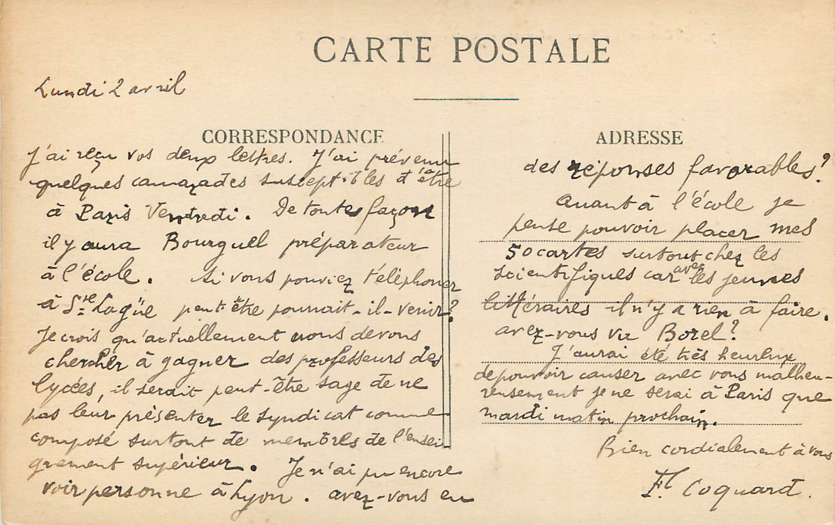 CPA Lyon le pont lafayette et coteau de fourviere — Rückseite