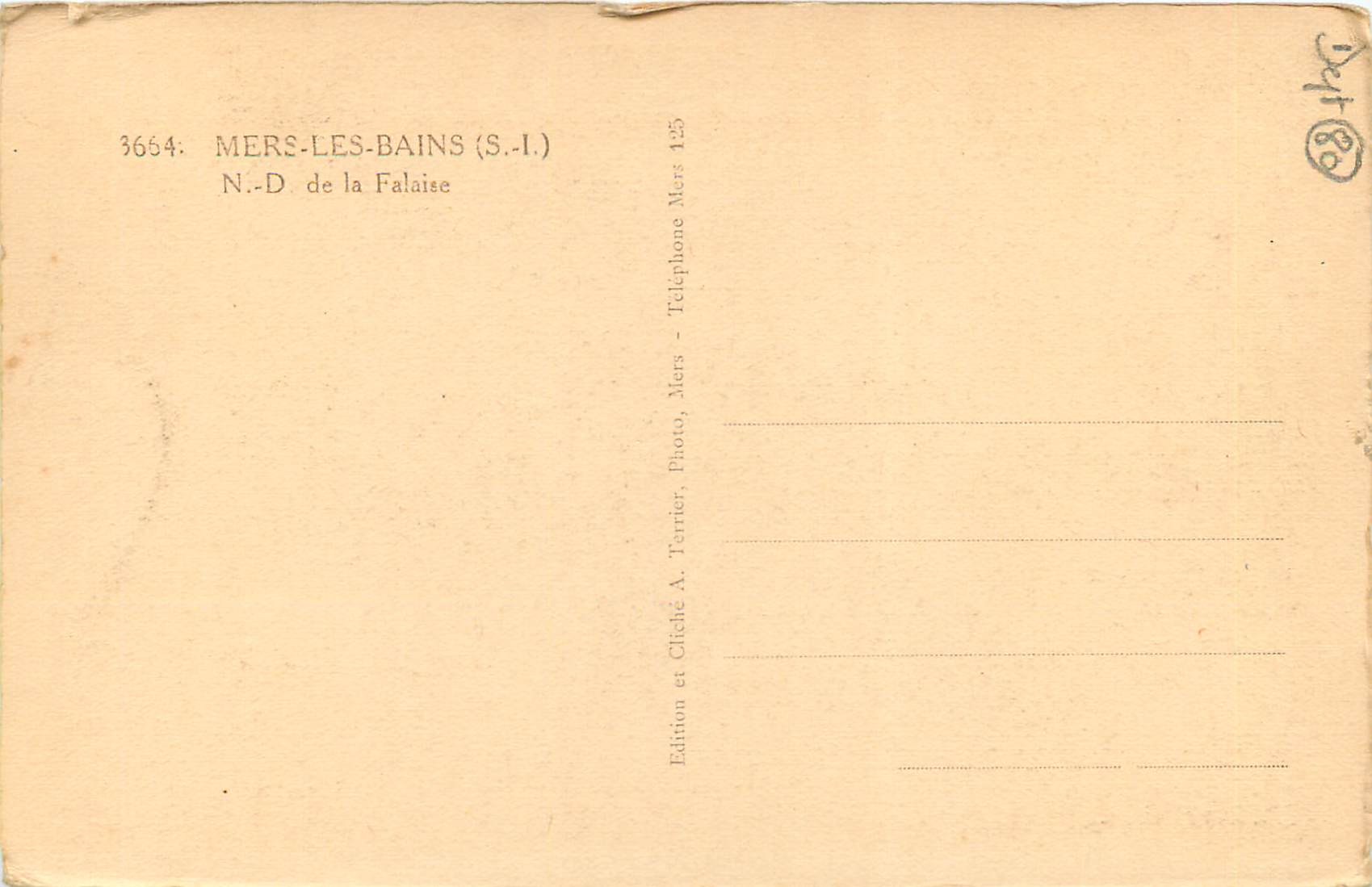CPA Mers les bains (S I) N D de la falaise — Verso