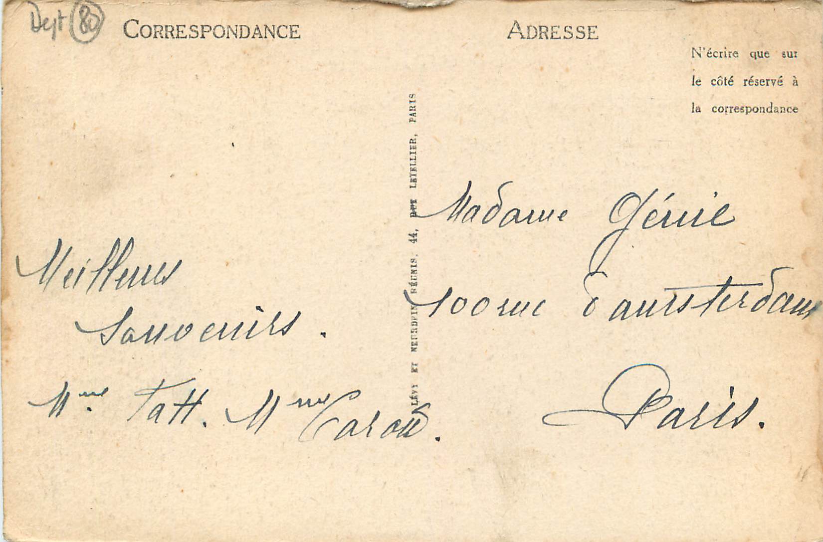 CPA Mers les bains la plage — Verso