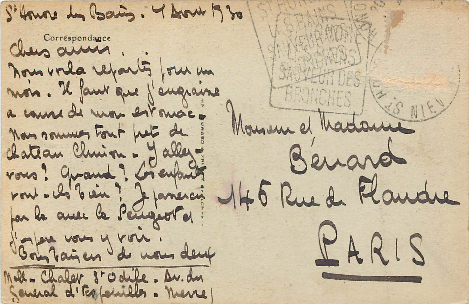 CPA St Honore les bains etang de seu — Rückseite
