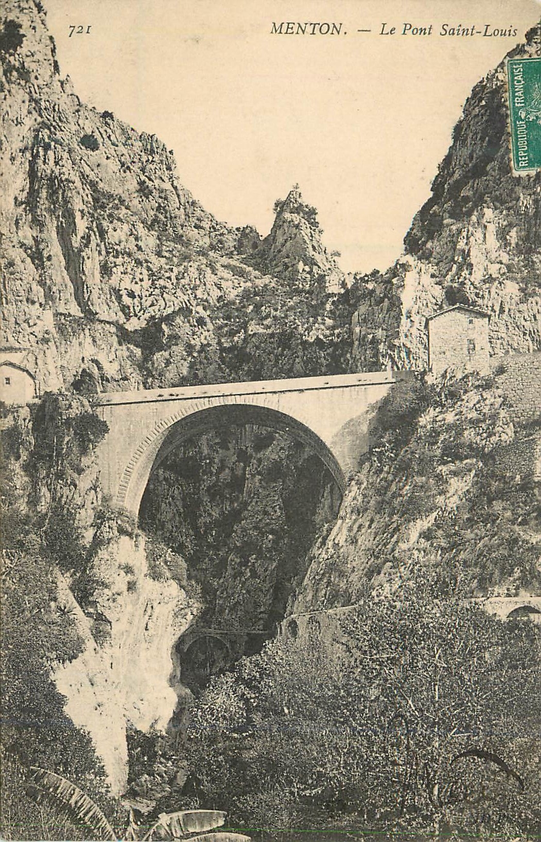CPA Menton le pont saint Louis