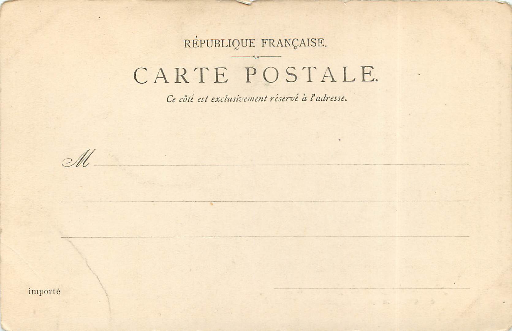 Antike Ansichtskarte Avenue du Bois de Boulogne Denkmal errichtet in Erinnerung an Monsieur Alphant — Rückseite