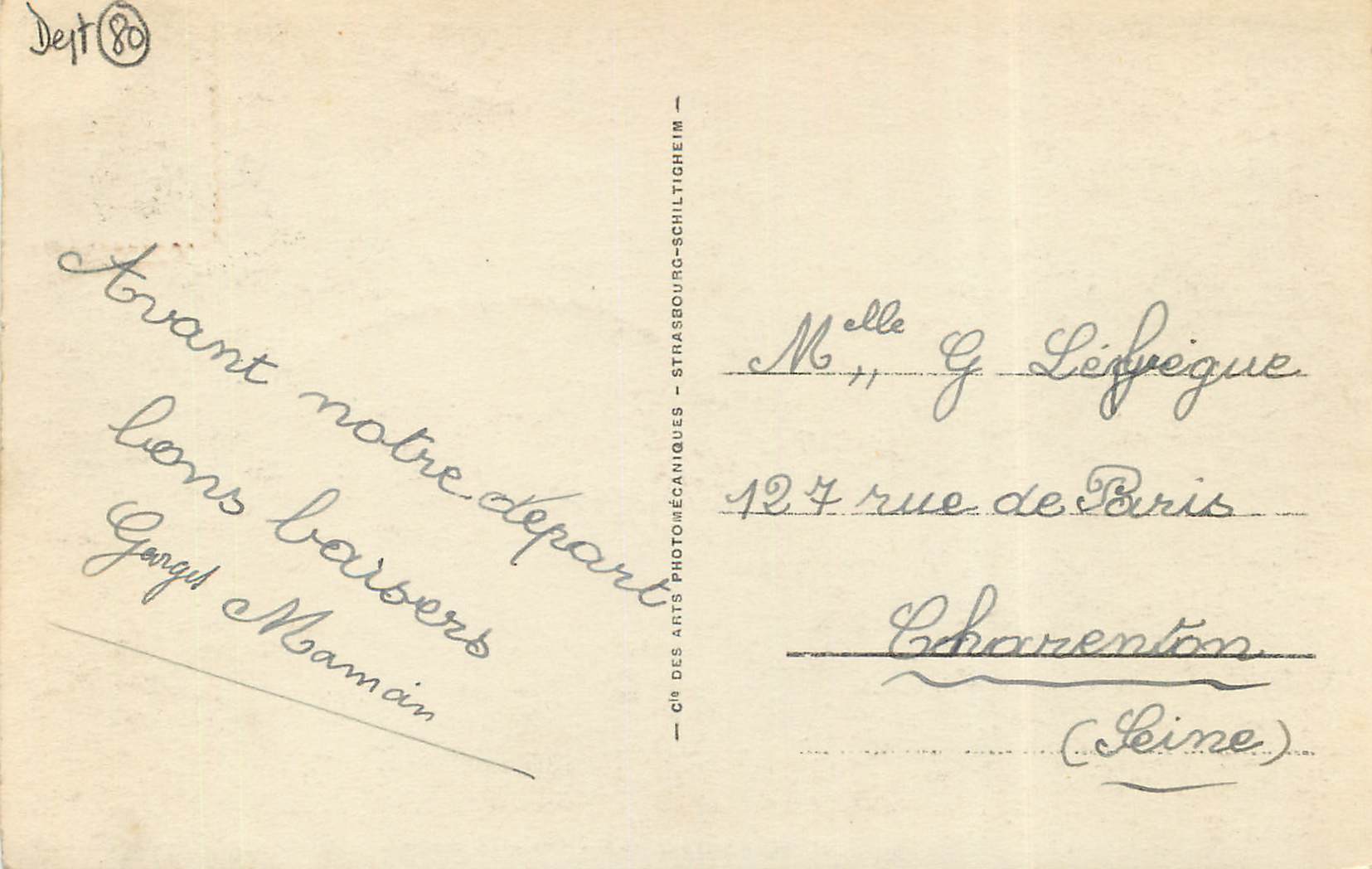 CPA Mers-les-Bains Par gros temps — Verso