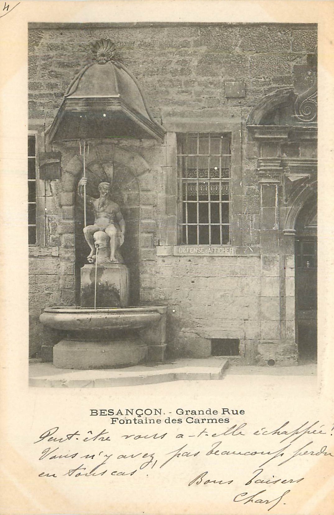 CPA Besancon Grande Rue Fontaine des Carmes