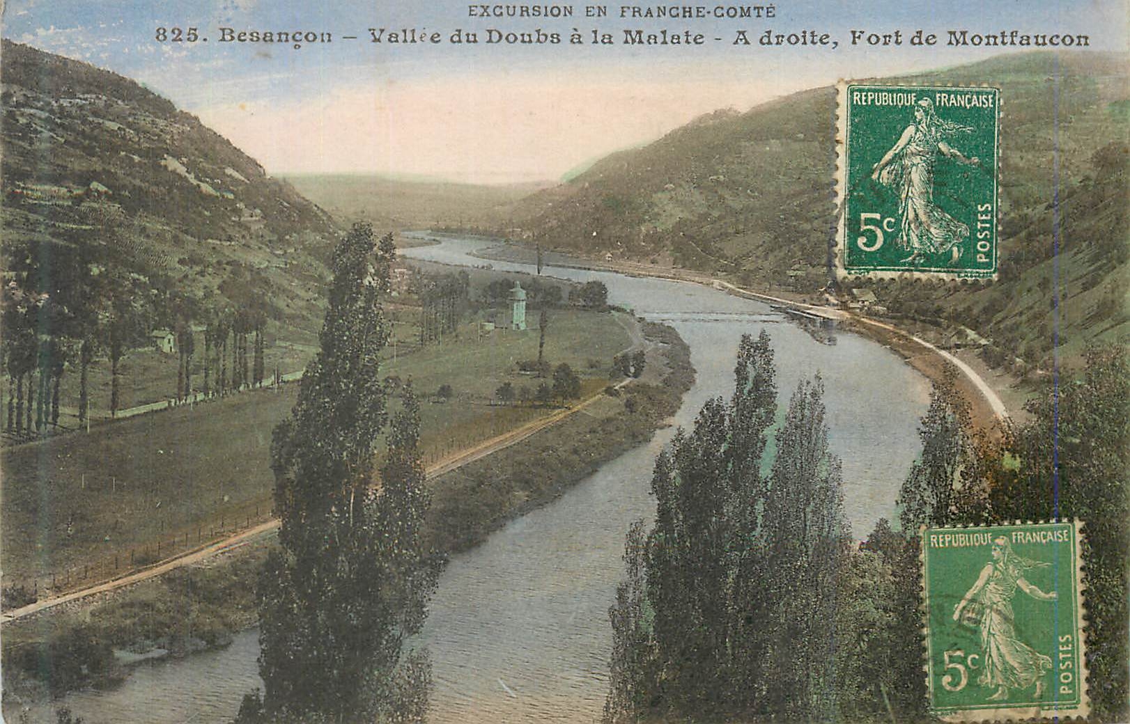 CPA Besancon Vallee du Doubs a la Malate A droite Fort de Montfaucon